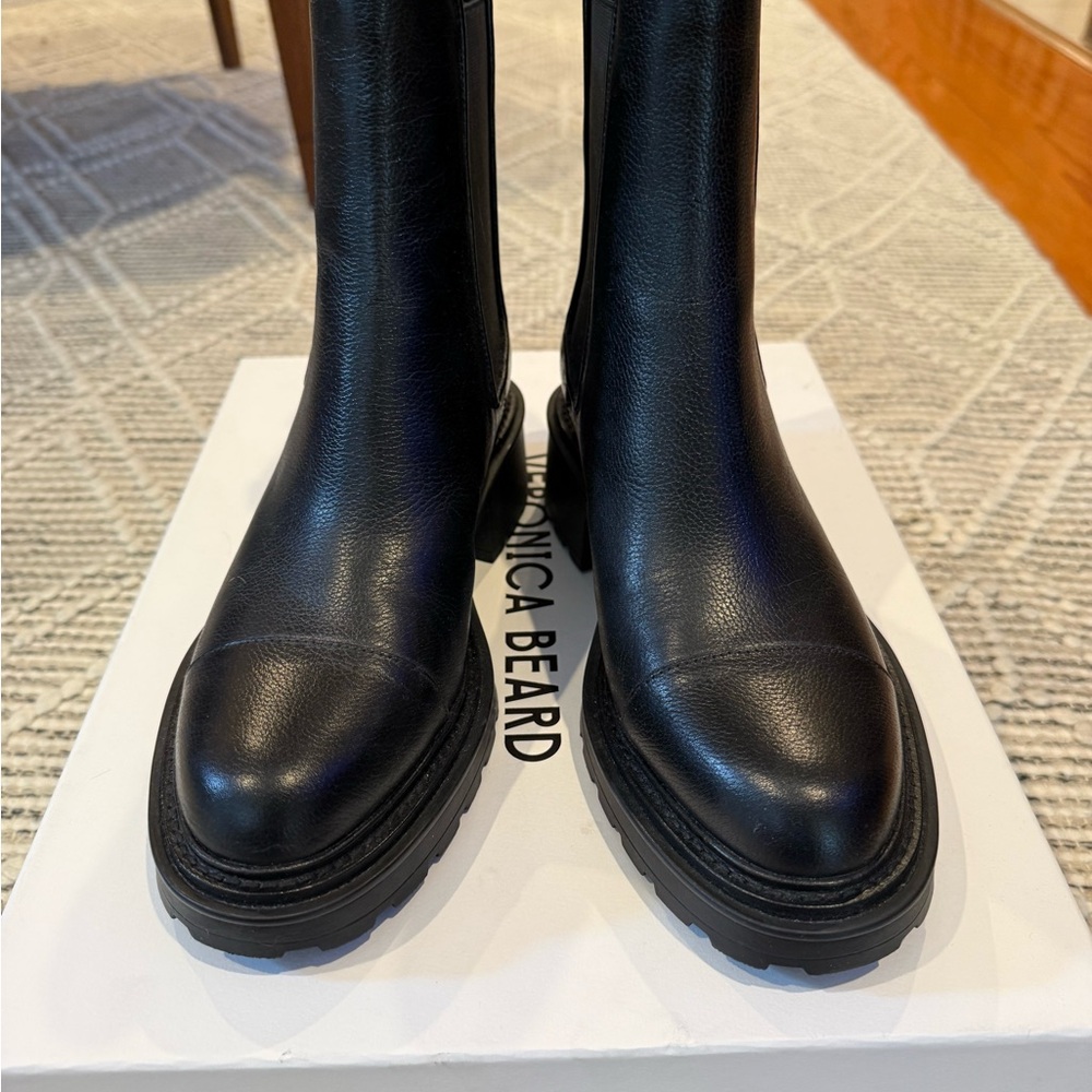 Veronica Beard Black Leather Ankle Boots